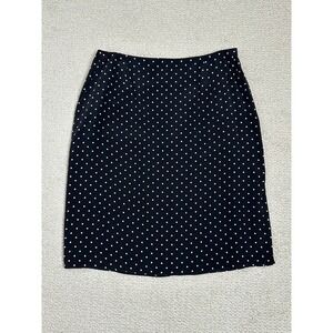 Crossing Pointe Silk Polka Dot Pencil Skirt Size 14 Black White Slit Chic Office